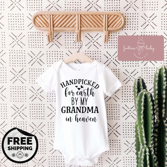 Handpicked For Earth By My Grandma In Heaven Pregnancy Announcement Onesie