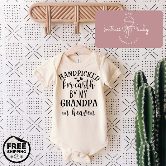Handpicked For Earth By My Grandpa In Heaven Pregnancy Announcement Onesie