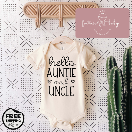 Hello Auntie And Uncle Pregnancy Announcement Onesie