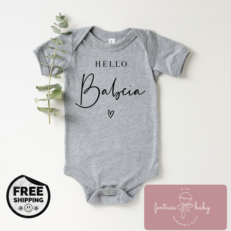 Hello Babcia Pregnancy Announcement Onesie