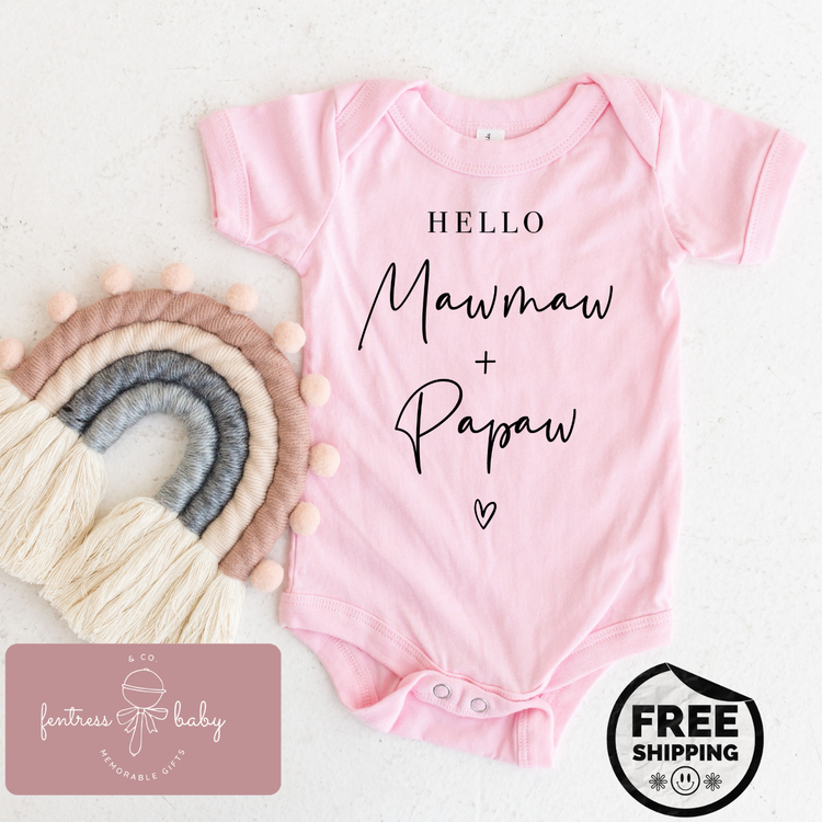 Hello Mamaw & Papaw Pregnancy Announcement Onesie