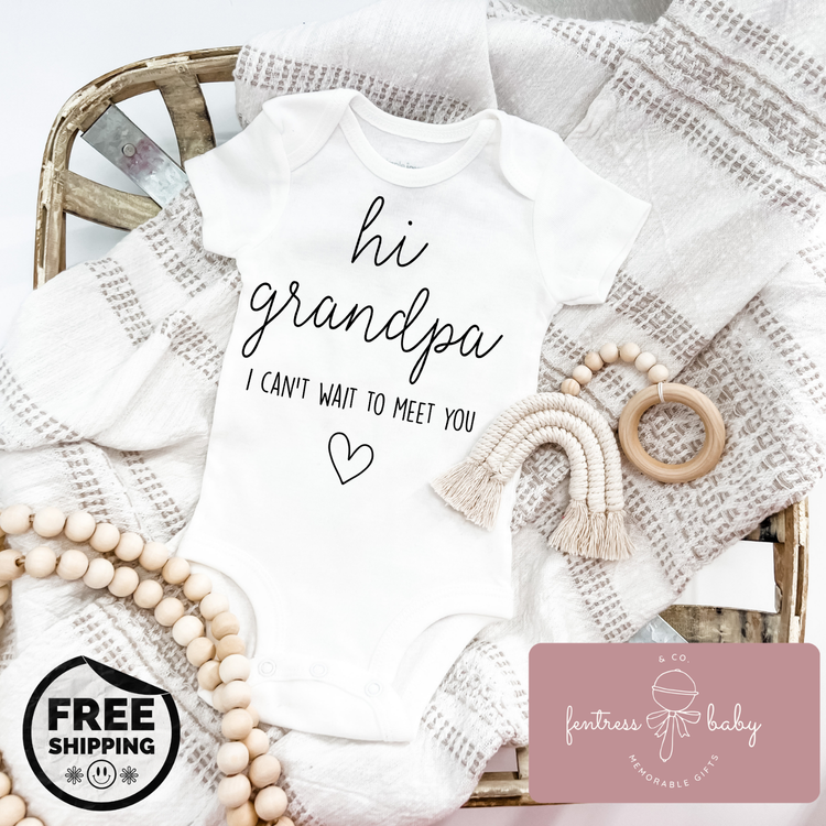Hi Grandpa I Can't Wait To Meet You Pregnancy Announcement Onesie