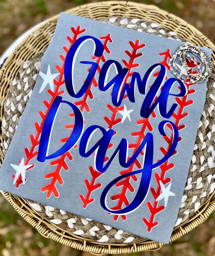Metallic Game Day Baseball Comfort Colors Graphic Tee