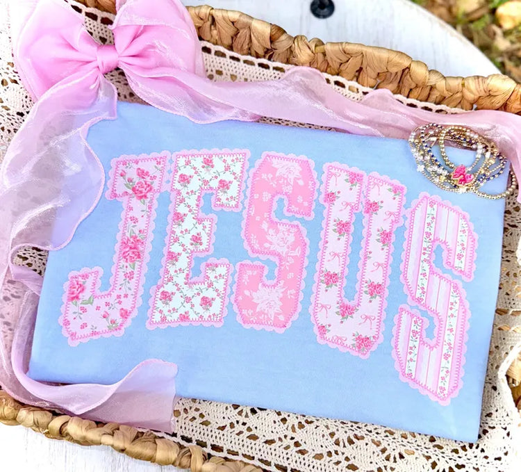 Floral Lace Jesus Trendy Faith Comfort Colors Graphic Tee
