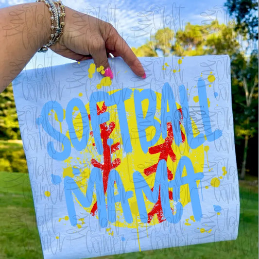 Splatter Softball Mama Comfort Colors Graphic Tee