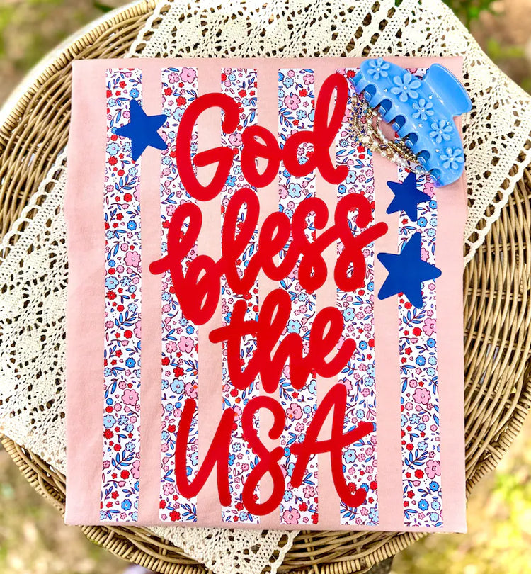 God Bless the USA 4th of July Comfort Colors Graphic Tee