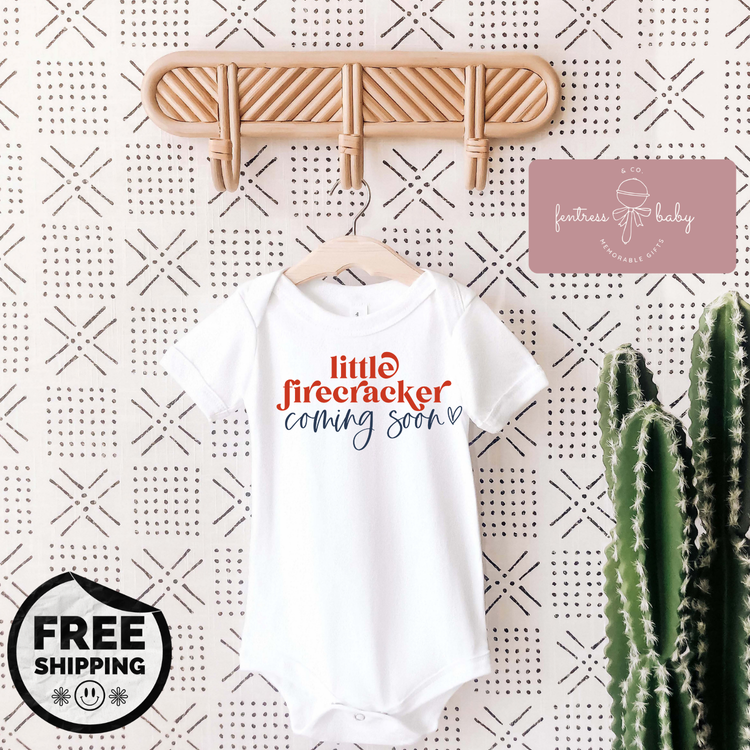 Little Firecracker Coming Soon Pregnancy Announcement Onesie
