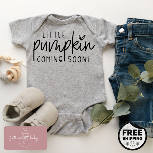 Little Pumpkin Coming Soon Pregnancy Announcement Onesie