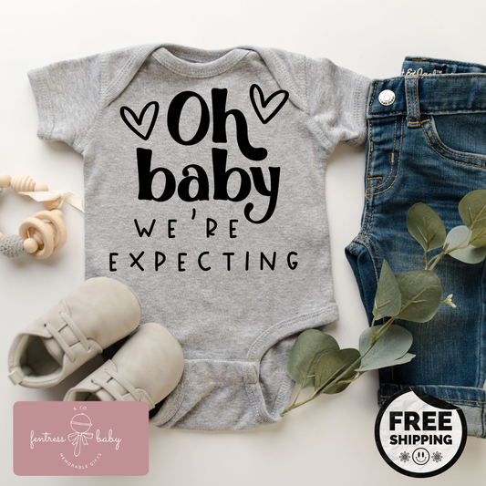Oh Baby We're Expecting Pregnancy Announcement Onesie