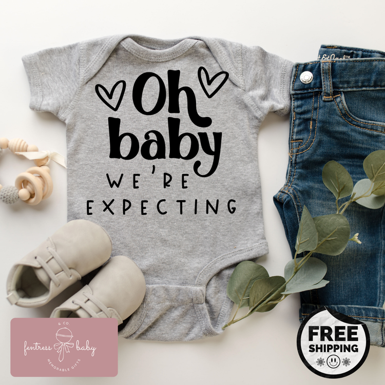Oh Baby We're Expecting Pregnancy Announcement Onesie