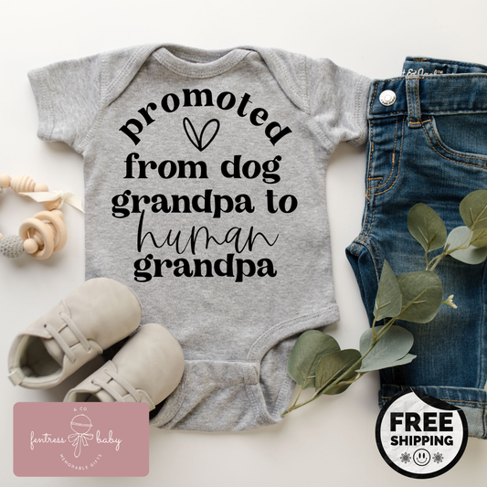Promoted From Dog Grandpa To Human Grandpa Pregnancy Announcement Onesie