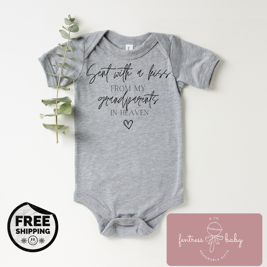 Sent With A Kiss From My Grandparents Pregnancy Announcement Onesie