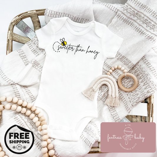 Sweeter Than Honey Pregnancy Announcement Onesie