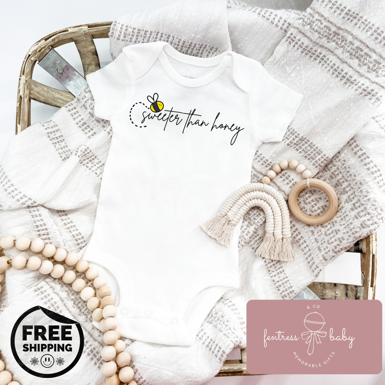 Sweeter Than Honey Pregnancy Announcement Onesie