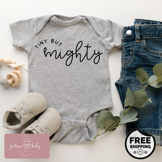 Tiny But Mighty Pregnancy Announcement Onesie